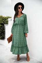 Ruffled Floral Dress with Long Sleeves