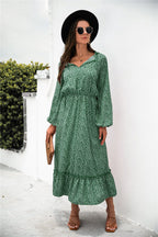 Ruffled Floral Dress with Long Sleeves