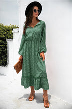 Ruffled Floral Dress with Long Sleeves