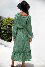 Ruffled Floral Dress with Long Sleeves
