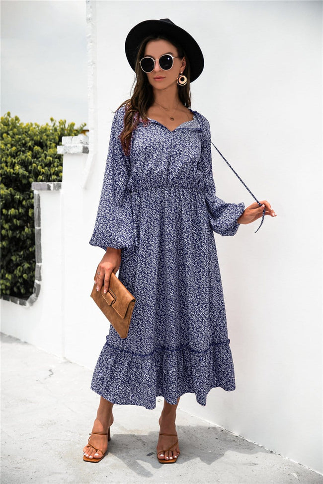 Ruffled Floral Dress with Long Sleeves Main image