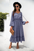 Ruffled Floral Dress with Long Sleeves
