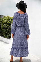 Ruffled Floral Dress with Long Sleeves