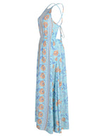 Floral Viscose Dress with Halter Neckline
