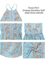 Floral Viscose Dress with Halter Neckline