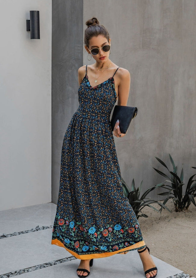 Floral Maxi Dress with V-Neckline Main image