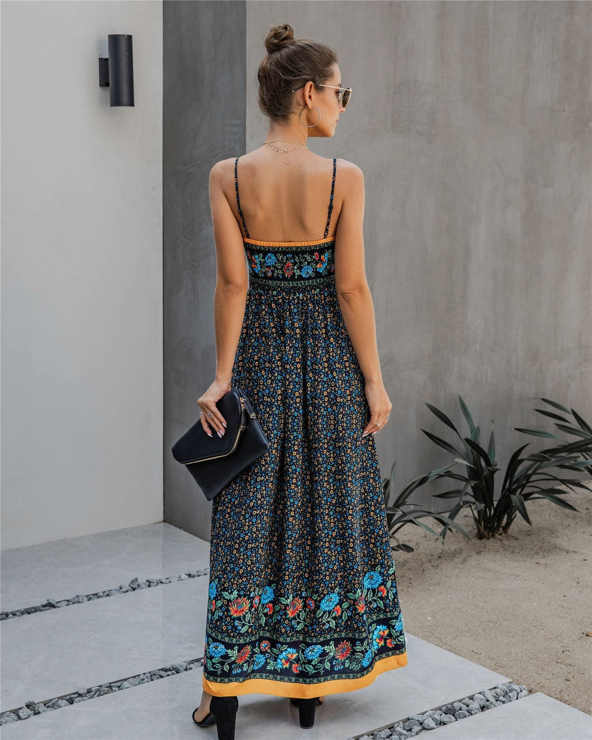 Floral Maxi Dress with V-Neckline