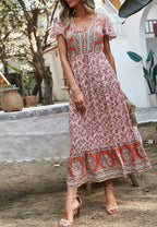 Multicolor Printed Dress with Boho Styling