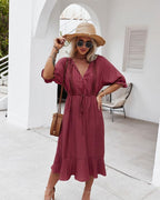 Dress with Crochet Detailing and Puff Sleeves