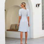 Dress with Crochet Detailing and Puff Sleeves