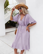 Dress with Crochet Detailing and Puff Sleeves