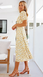 Floral V-Neck Midi Dress