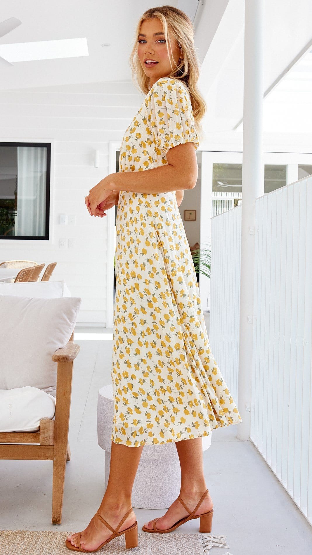 Floral V-Neck Midi Dress
