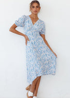 Floral V-Neck Asymmetric Dress
