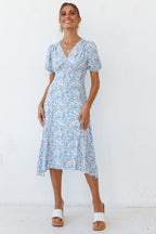 Floral V-Neck Asymmetric Dress