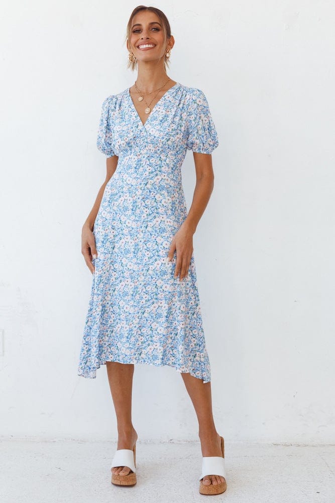 Floral V-Neck Asymmetric Dress