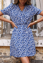 Button-Detail Floral Dress with Wrap Detail