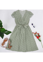 Floral Polyester Dress with Pleats