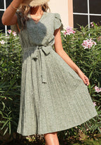 Floral Polyester Dress with Pleats