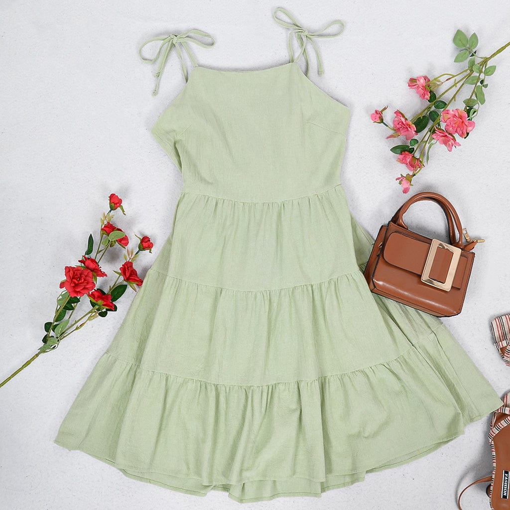 Cutout Polyester Dress with Back Ties