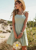 Cutout Polyester Dress with Back Ties