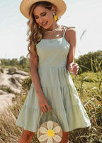 Cutout Polyester Dress with Back Ties