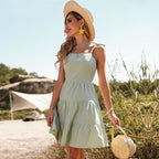 Cutout Polyester Dress with Back Ties