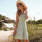 Cutout Polyester Dress with Back Ties