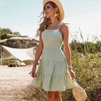 Cutout Polyester Dress with Back Ties