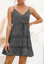 Floral Polyester Dress with Waist Tie