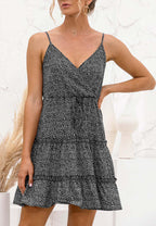 Floral Polyester Dress with Waist Tie