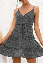 Floral Polyester Dress with Waist Tie