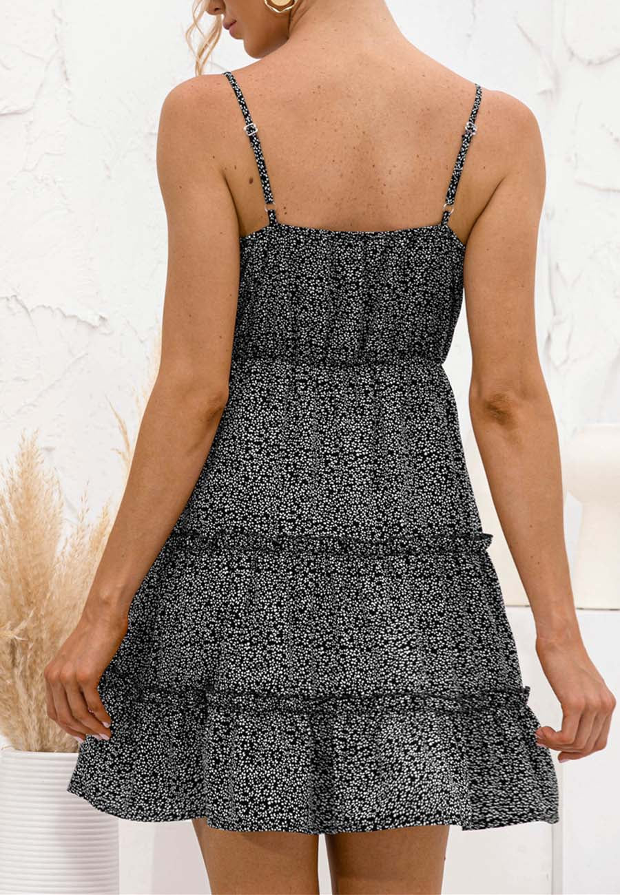 Floral Polyester Dress with Waist Tie