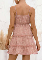 Floral Polyester Dress with Waist Tie
