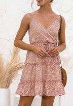 Floral Polyester Dress with Waist Tie