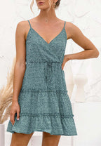 Floral Polyester Dress with Waist Tie