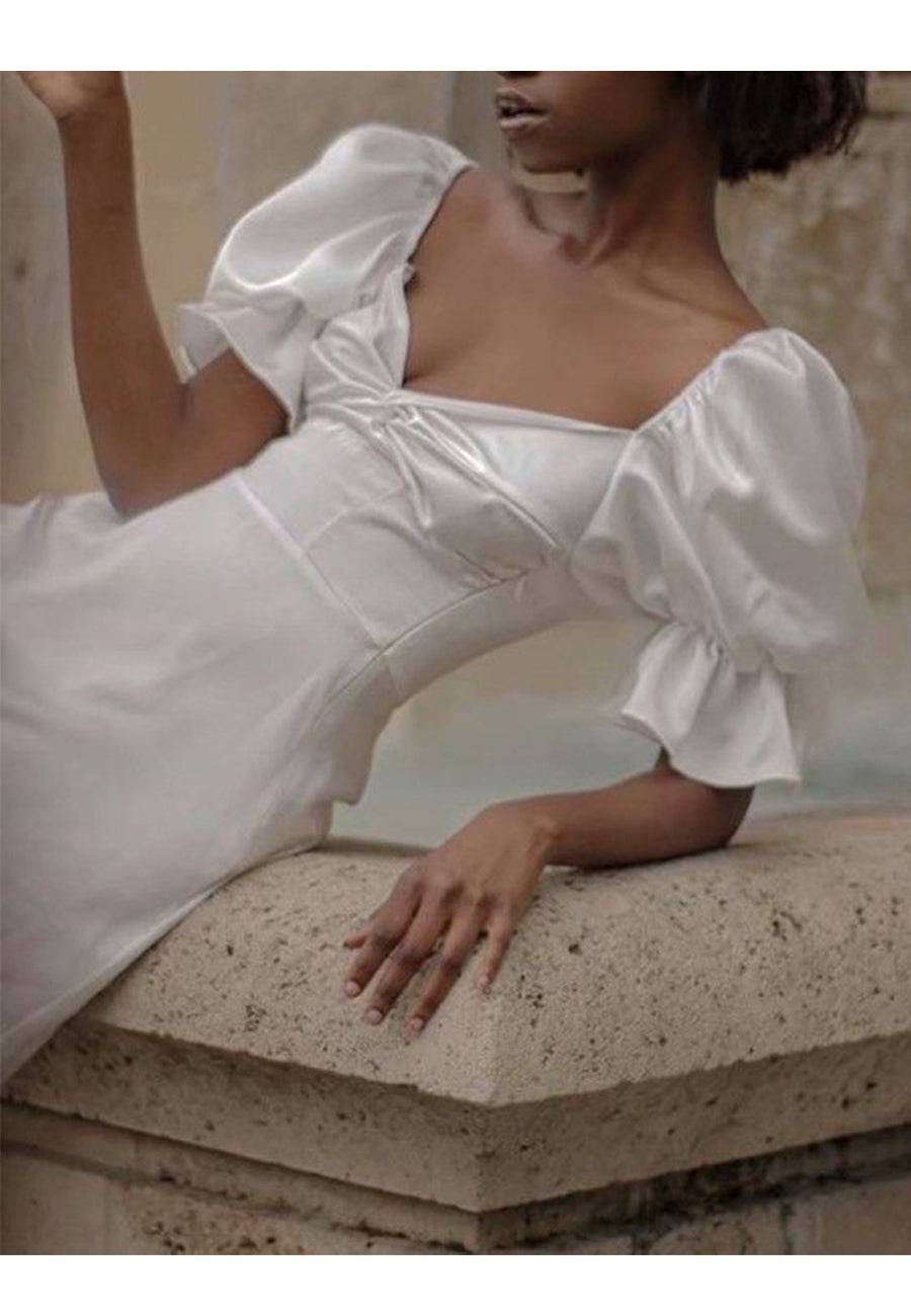 Wrap-Style Mini Dress with Ruffle Details
