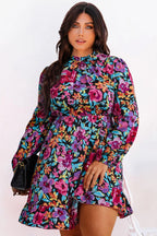 Floral Polyester Dress with Ruffle Details