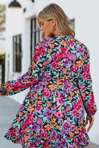 Floral Polyester Dress with Ruffle Details