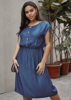 Drawstring Polyester Dress with Ruching