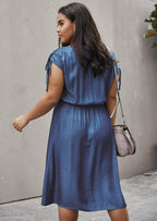 Drawstring Polyester Dress with Ruching