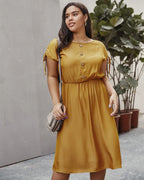 Drawstring Polyester Dress with Ruching
