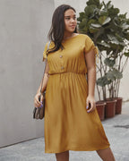 Drawstring Polyester Dress with Ruching