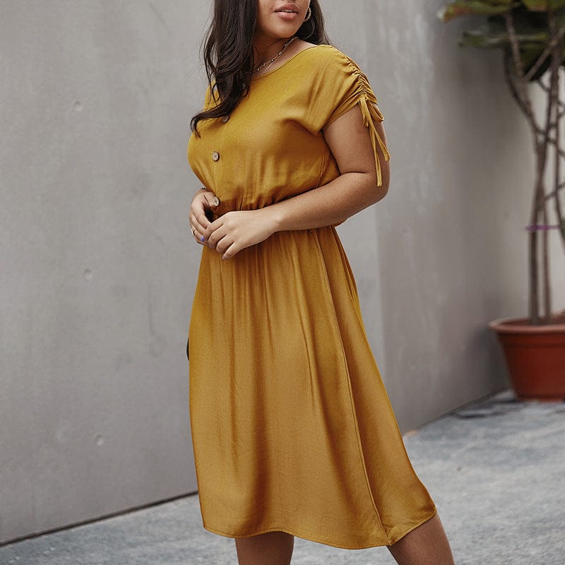 Drawstring Polyester Dress with Ruching