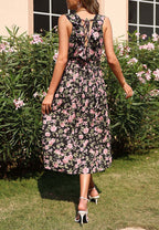 Ruffled Floral Dress with Pleats