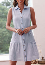 Pleated Cotton Dress with Layered Details