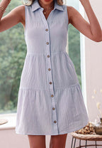 Pleated Cotton Dress with Layered Details