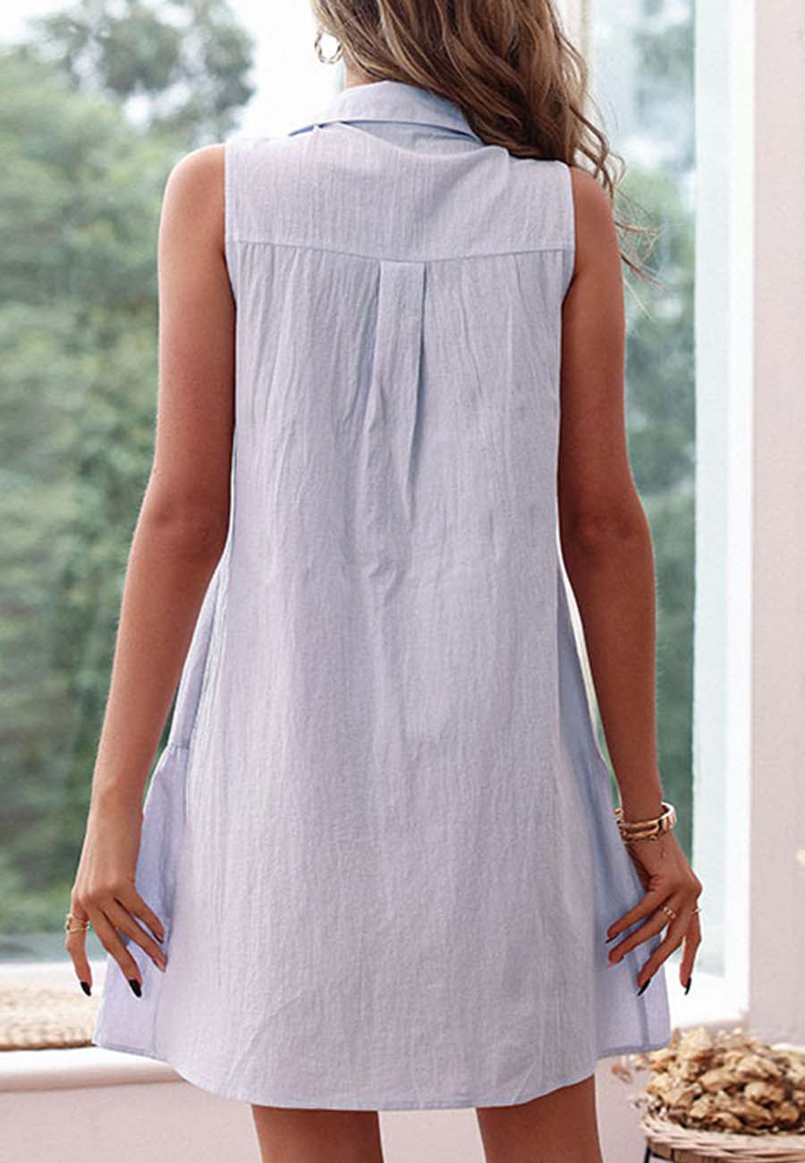 Pleated Cotton Dress with Layered Details