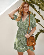 Floral Polyester Dress with Ruching