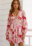 Long-Sleeve Mini Dress with Print Details